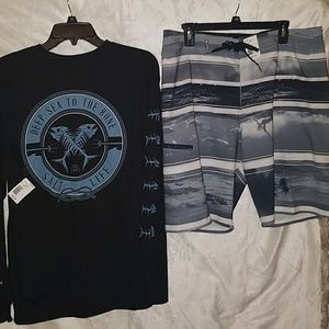 NWT  Salt life long sleeve shirt/trunk set